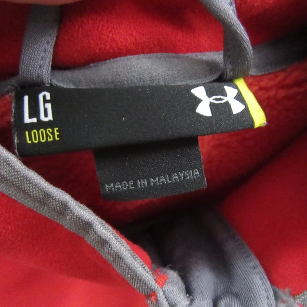 Under‎ Armour Mens Loose Jacket L Red Fleece Active Pocket 1/2 Zip